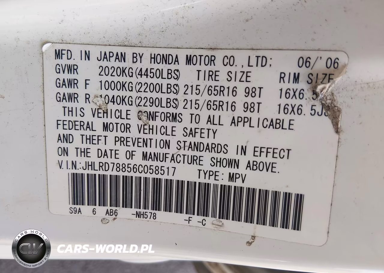 2006 Honda Cr-V Ex VIN:JHLRD78856C058517 - 9