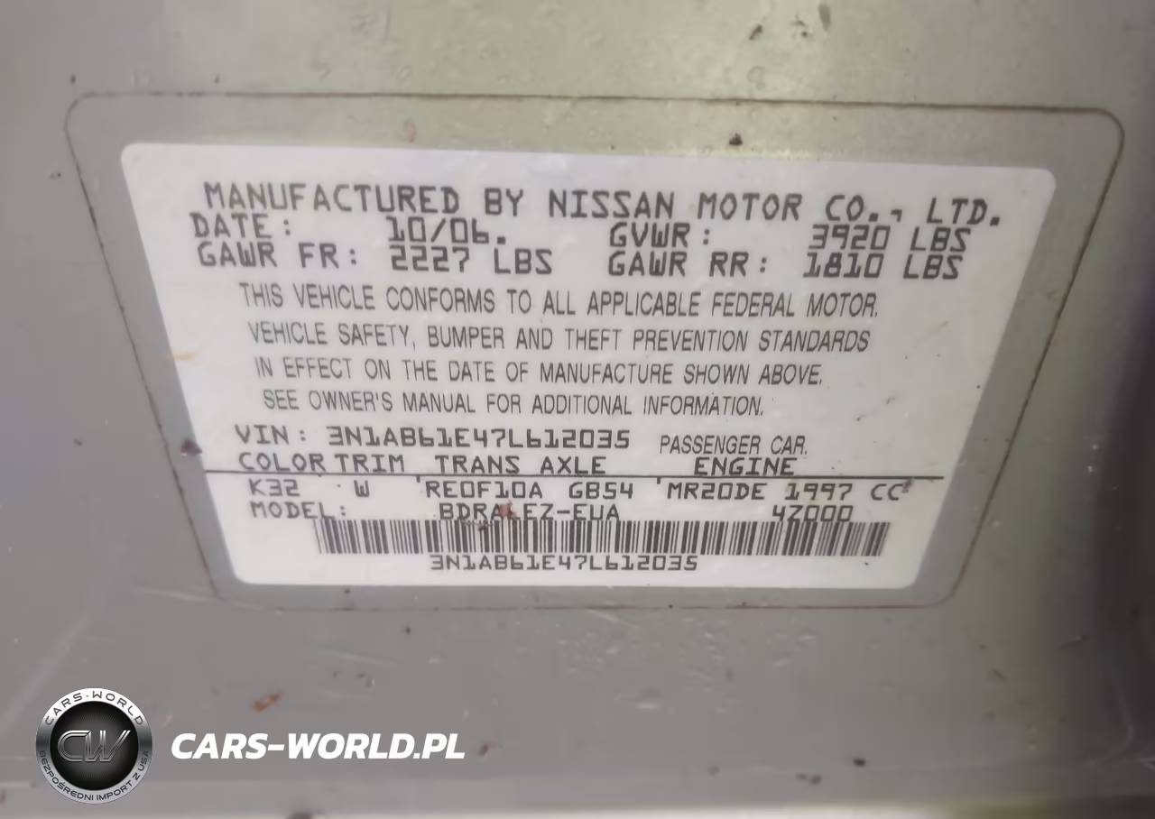2007 Nissan Sentra 2.0S VIN:3N1AB61E47L612035 - 9