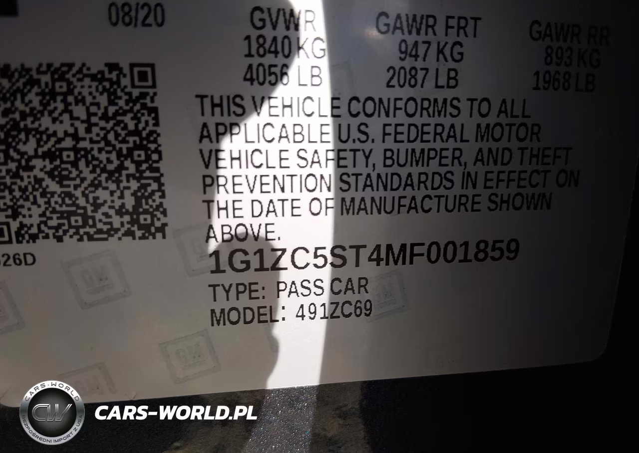 2021 Chevrolet Malibu Fwd 1Fl VIN:1G1ZC5ST4MF001859 - 9