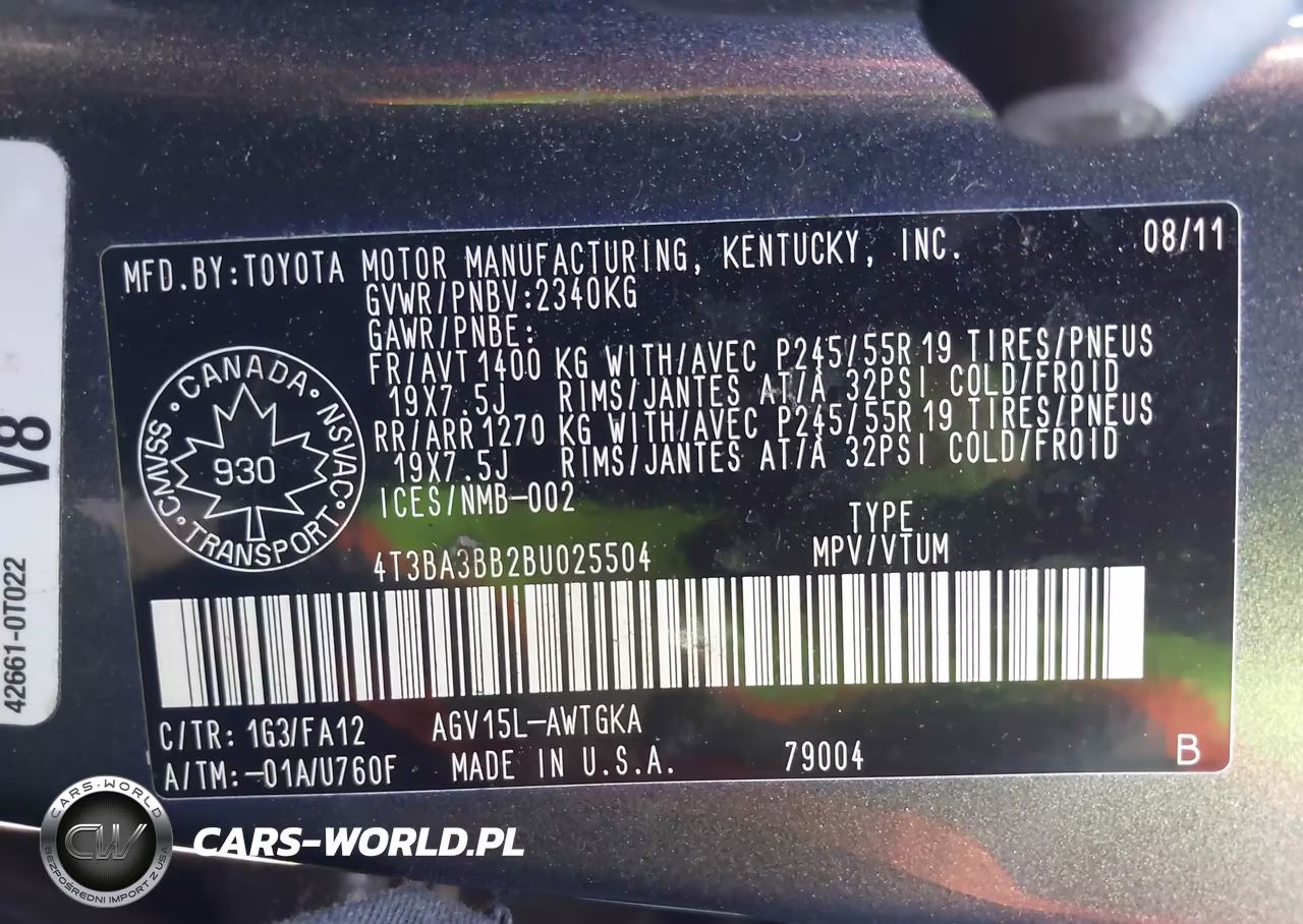 2011 Toyota Venza VIN:4T3BA3BB2BU025504 - 9