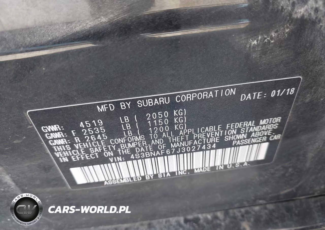 2018 Subaru Legacy 2.5I Premium VIN:4S3BNAF67J3027434 - 9
