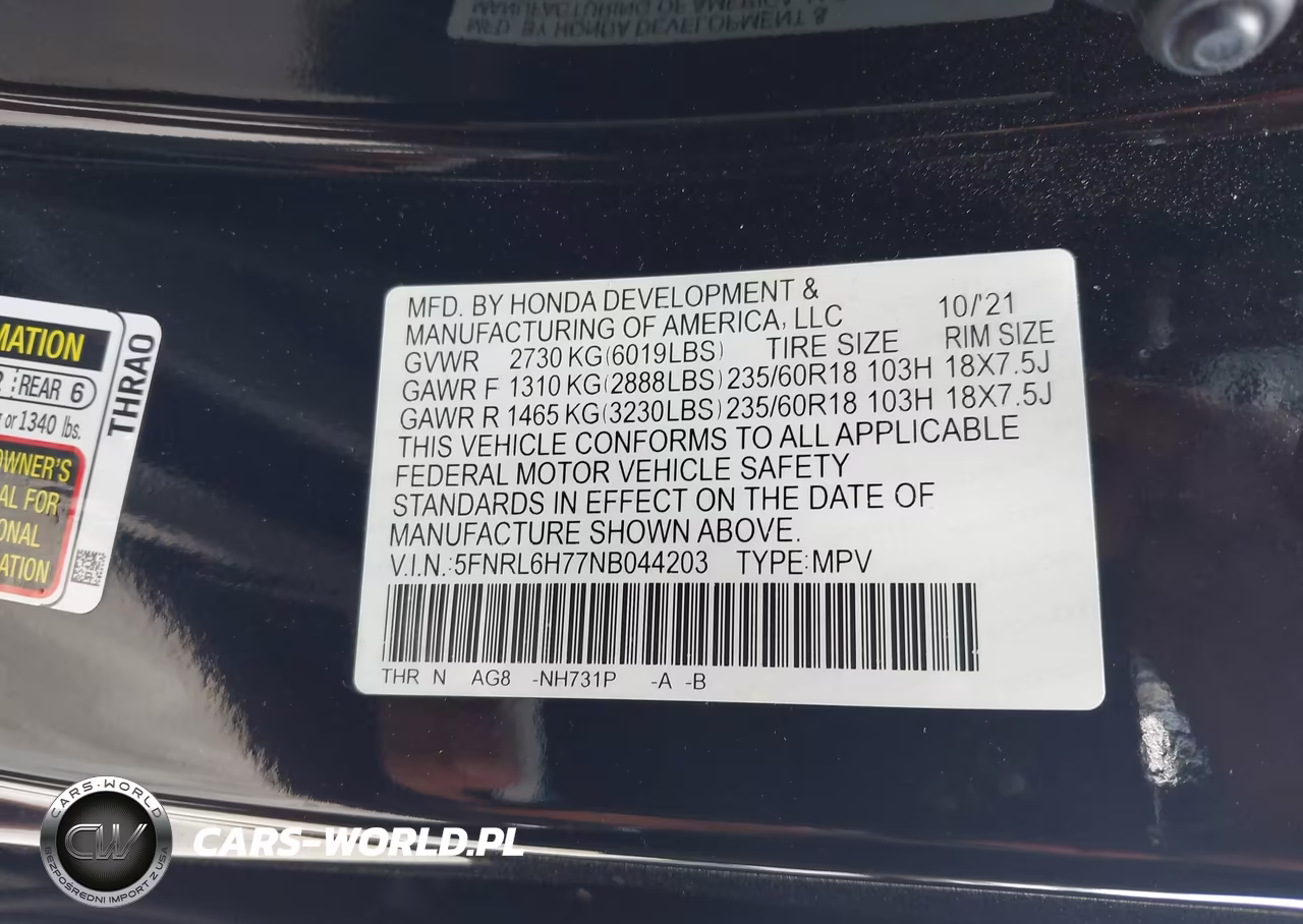 2022 Honda Odyssey Ex-L VIN:5FNRL6H77NB044203 - 9