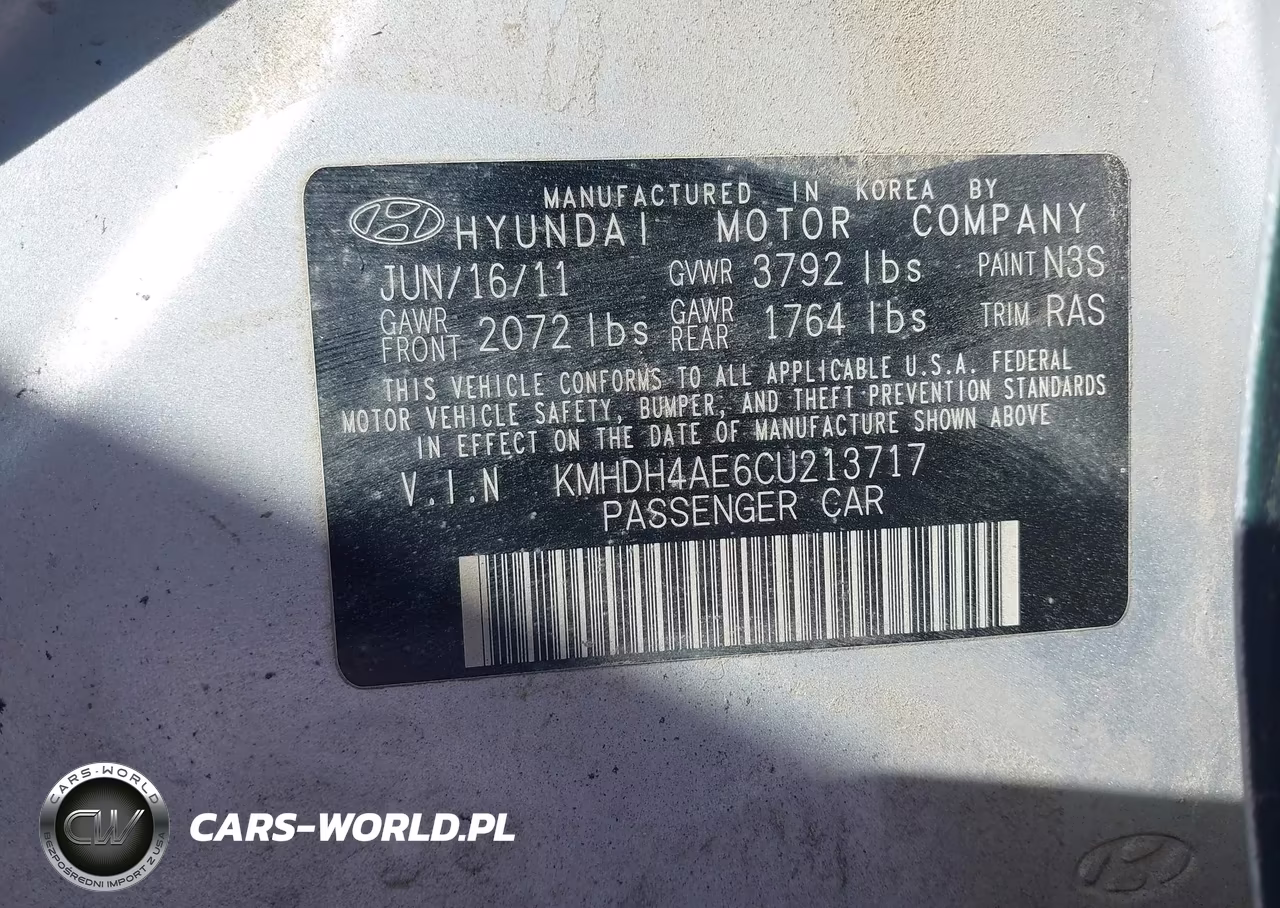 2012 Hyundai Elantra Gls (Ulsan Plant) VIN:KMHDH4AE6CU213717 - 9