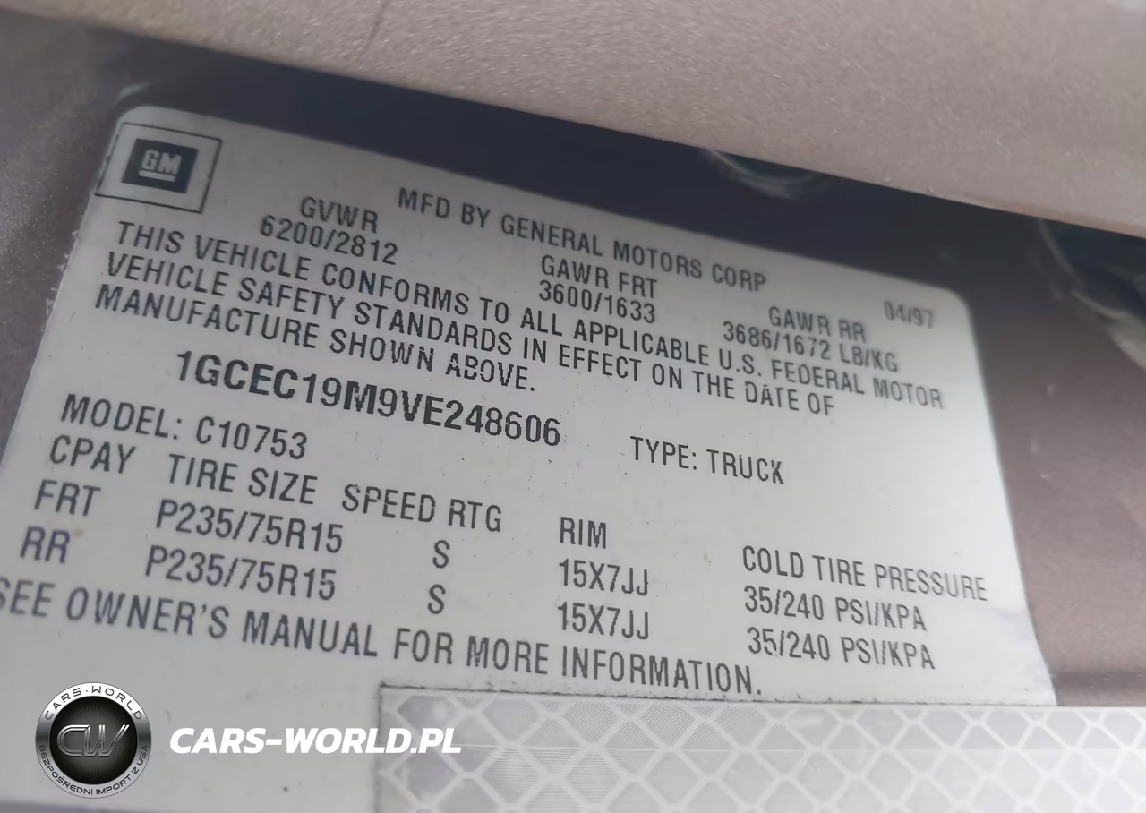 1997 Chevrolet C1500 Fleetside VIN:1GCEC19M9VE248606 - 9