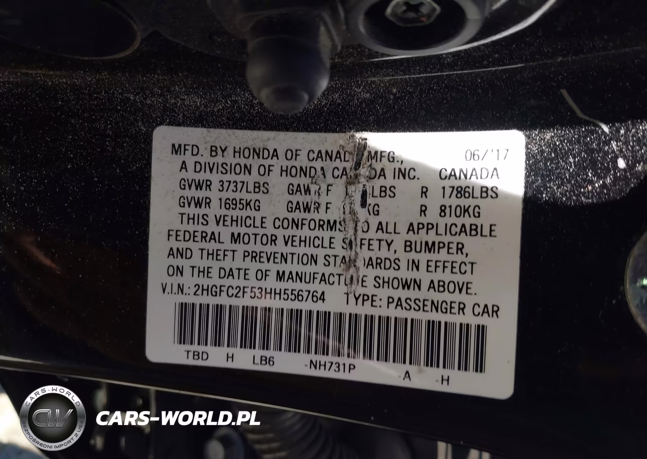 2017 Honda Civic Lx VIN:2HGFC2F53HH556764 - 9