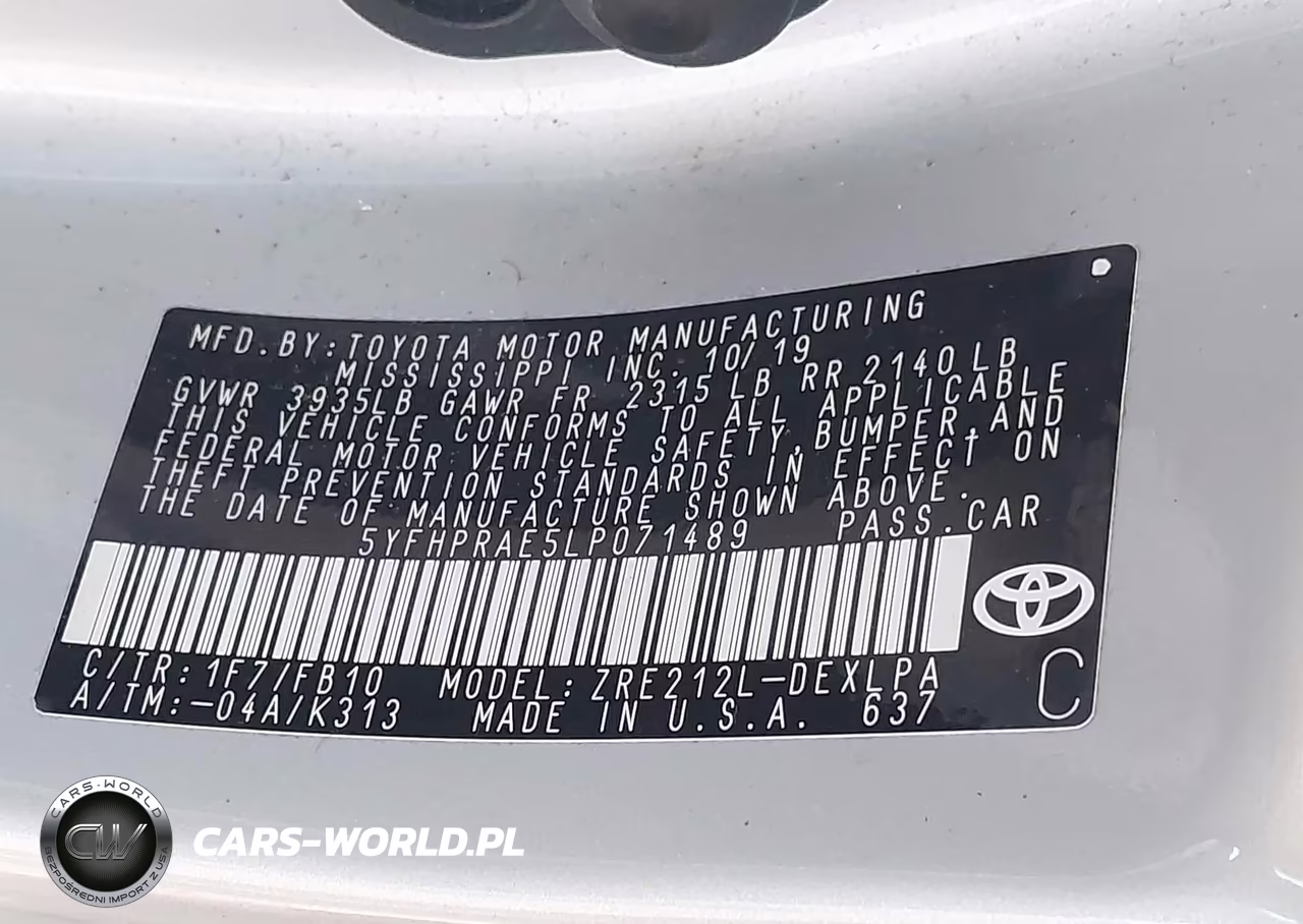 2020 Toyota Corolla Le VIN:5YFHPRAE5LP071489 - 9