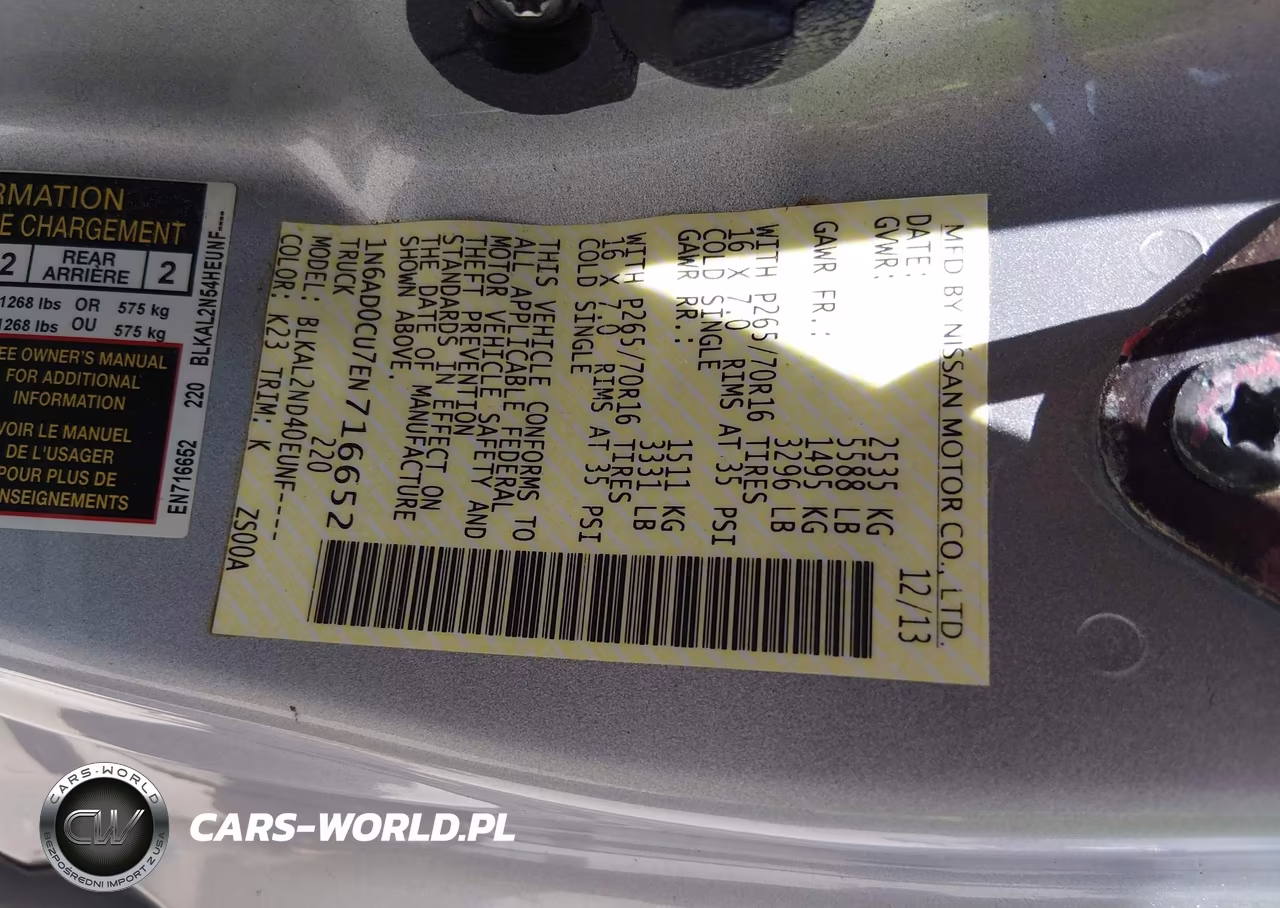 2014 Nissan Frontier Sv VIN:1N6AD0CU7EN716652 - 9