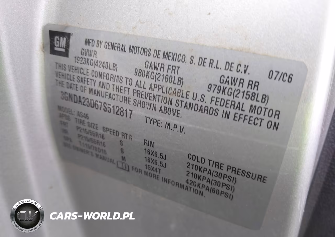 2007 Chevrolet Hhr Lt VIN:3GNDA23D67S512817 - 9