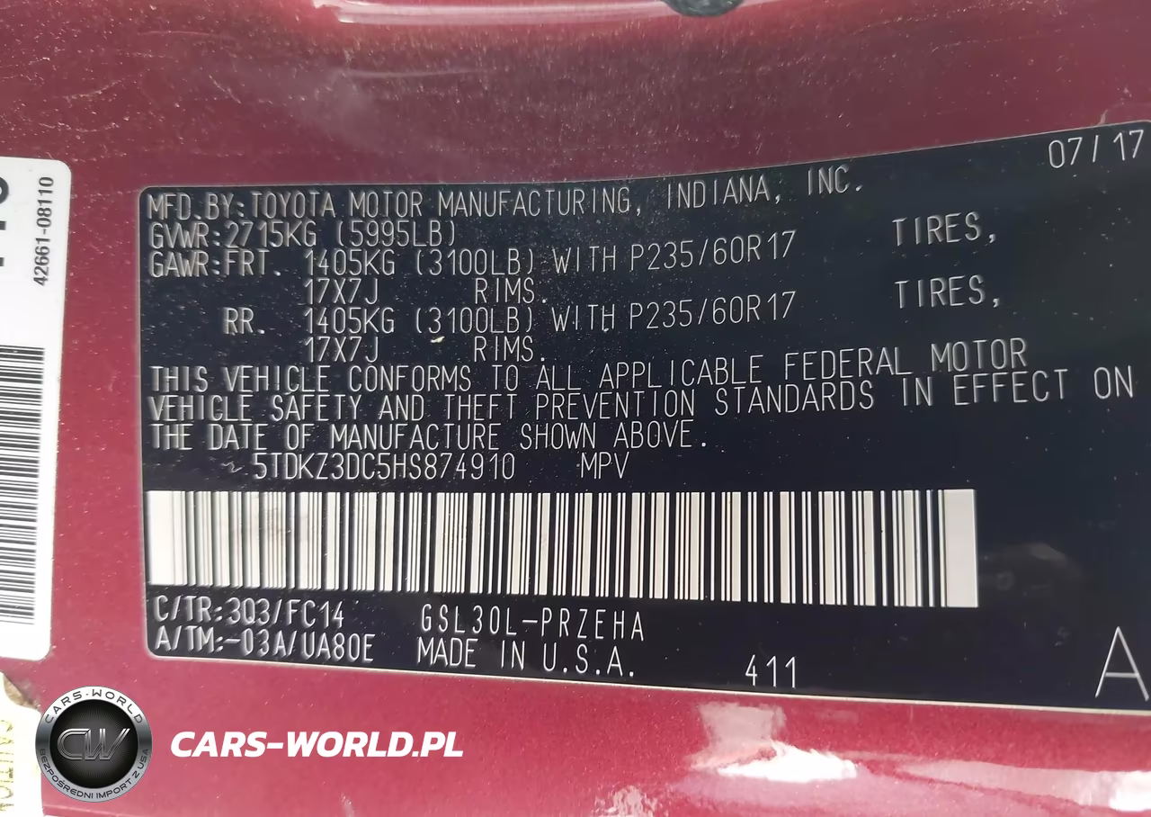 2017 Toyota Sienna Le 8 Passenger VIN:5TDKZ3DC5HS874910 - 9