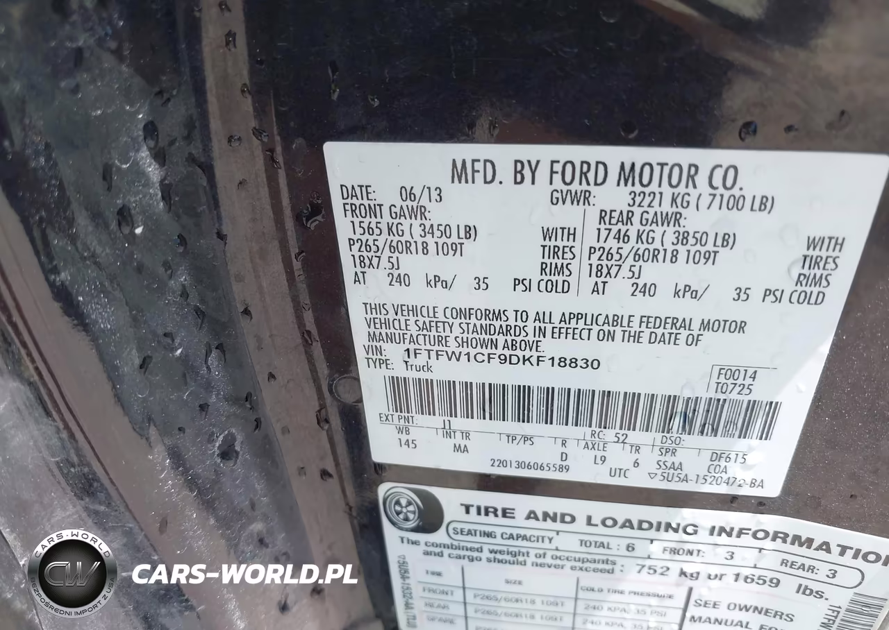 2013 Ford F-150 Xlt VIN:1FTFW1CF9DKF18830 - 9