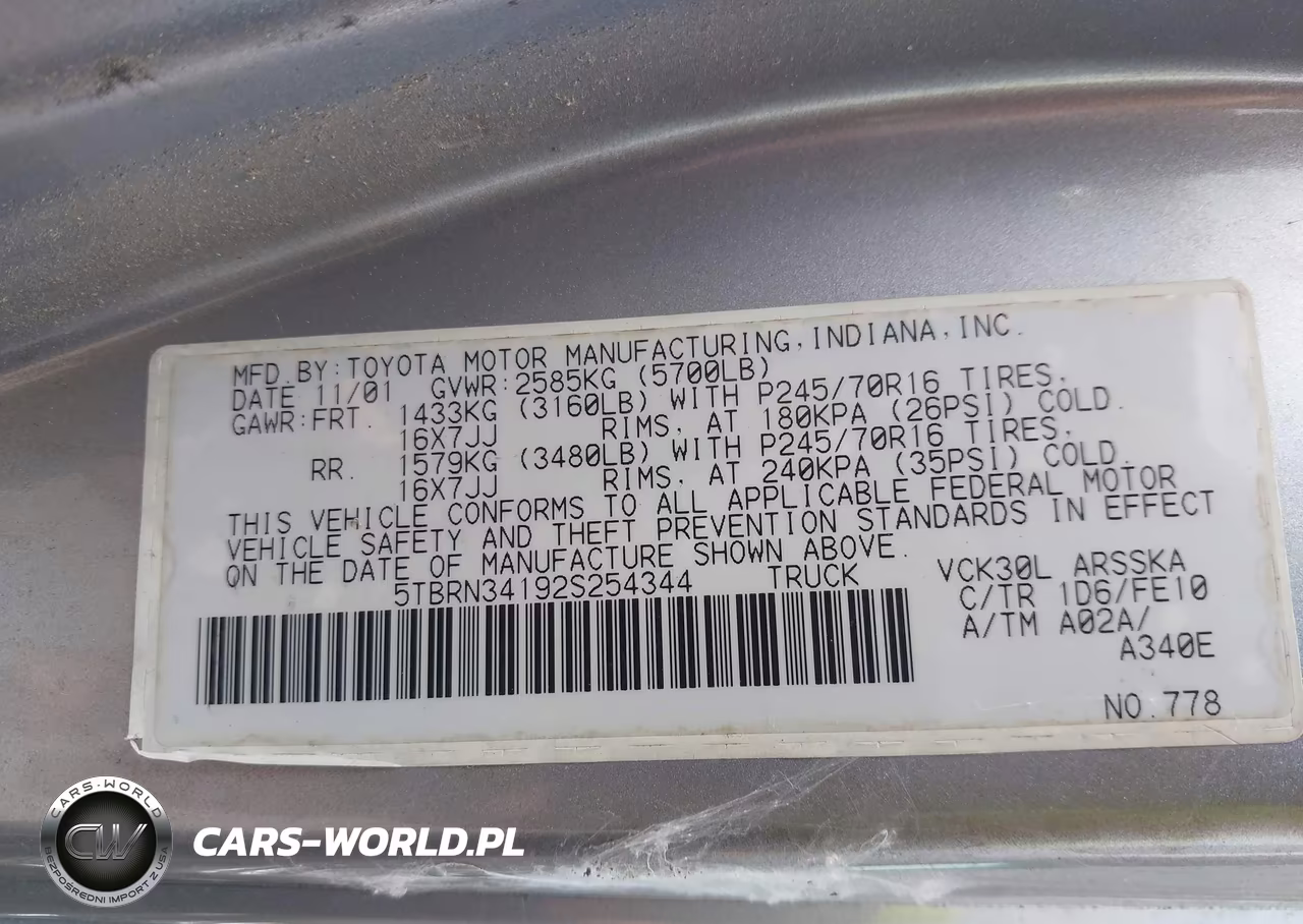 2002 Toyota Tundra Sr5 VIN:5TBRN34192S254344 - 9