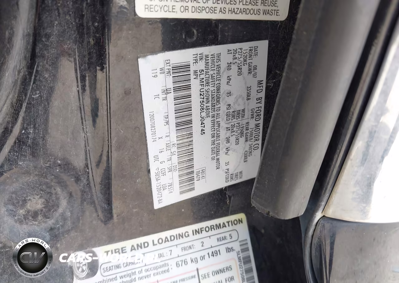2008 Lincoln Navigator VIN:5LMFU27508LJ04745 - 9
