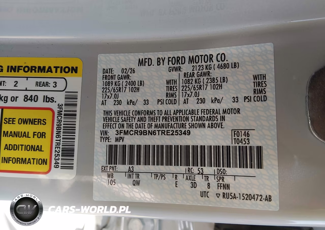 2026 Ford Bronco Sport Big Bend VIN:3FMCR9BN6TRE25349 - 9