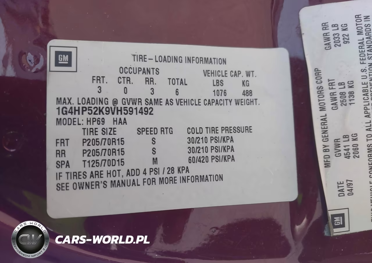 1997 Buick Lesabre Custom VIN:1G4HP52K9VH591492 - 9