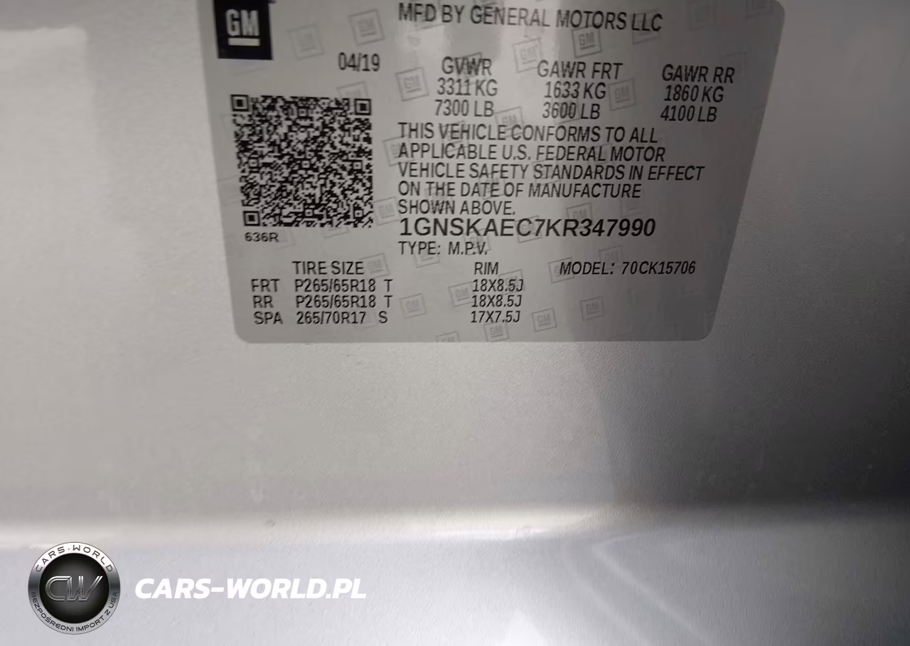 2019 Chevrolet Tahoe Ls VIN:1GNSKAEC7KR347990 - 9