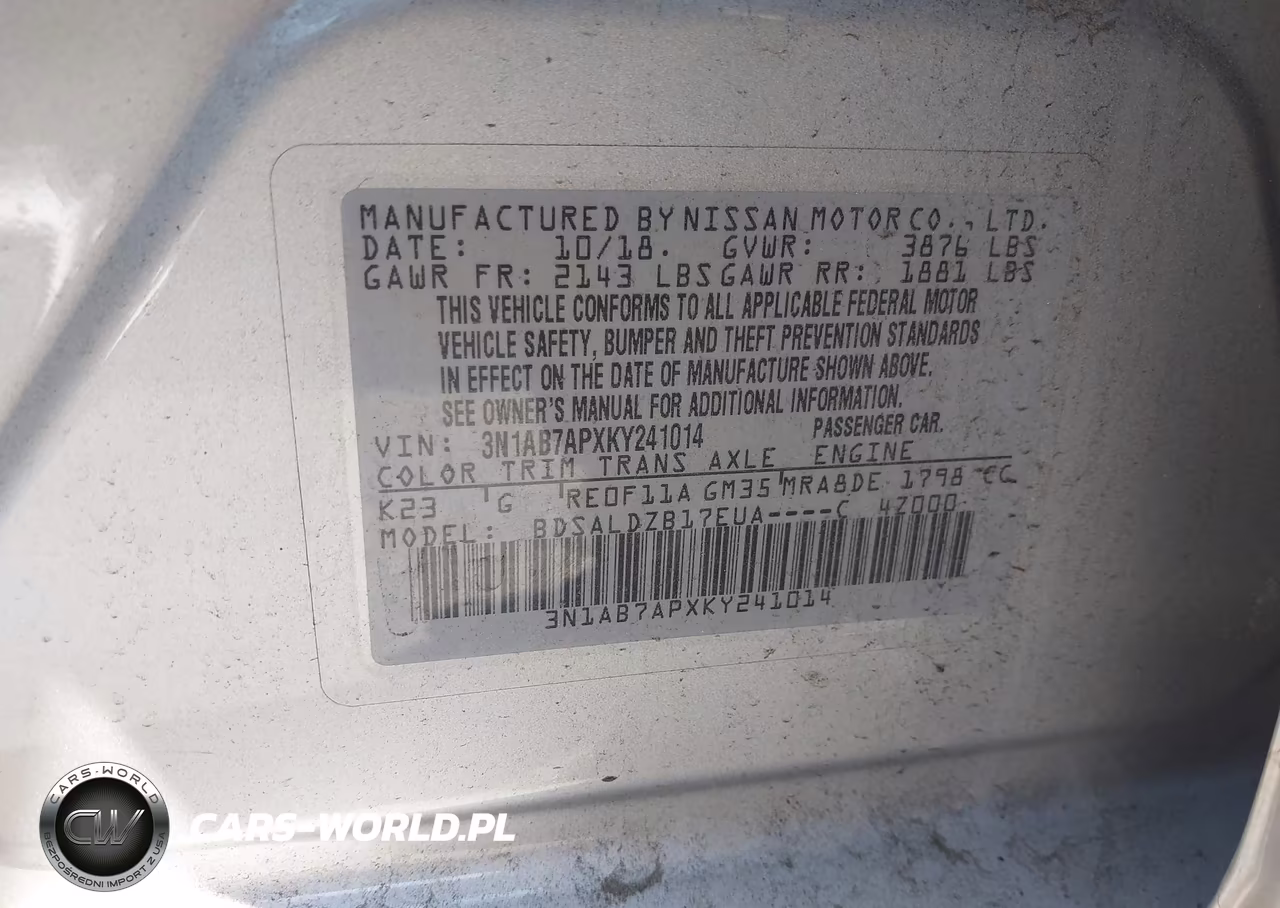 2019 Nissan Sentra Sv VIN:3N1AB7APXKY241014 - 9