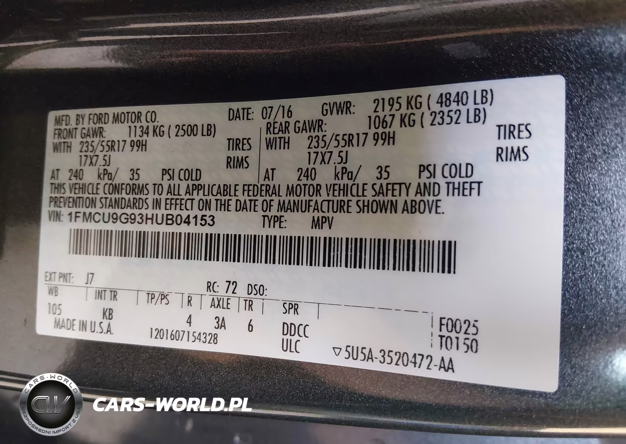 2017 Ford Escape Se VIN:1FMCU9G93HUB04153 - 9