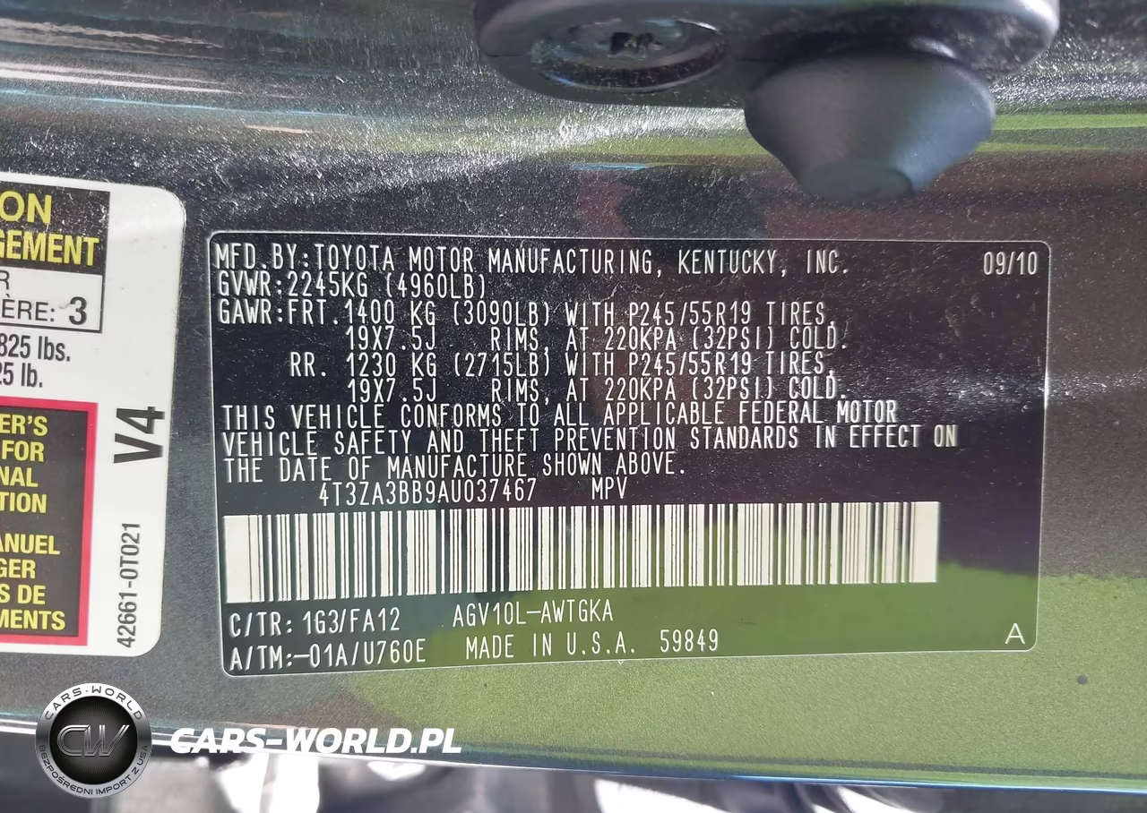 2010 Toyota Venza VIN:4T3ZA3BB9AU037467 - 9