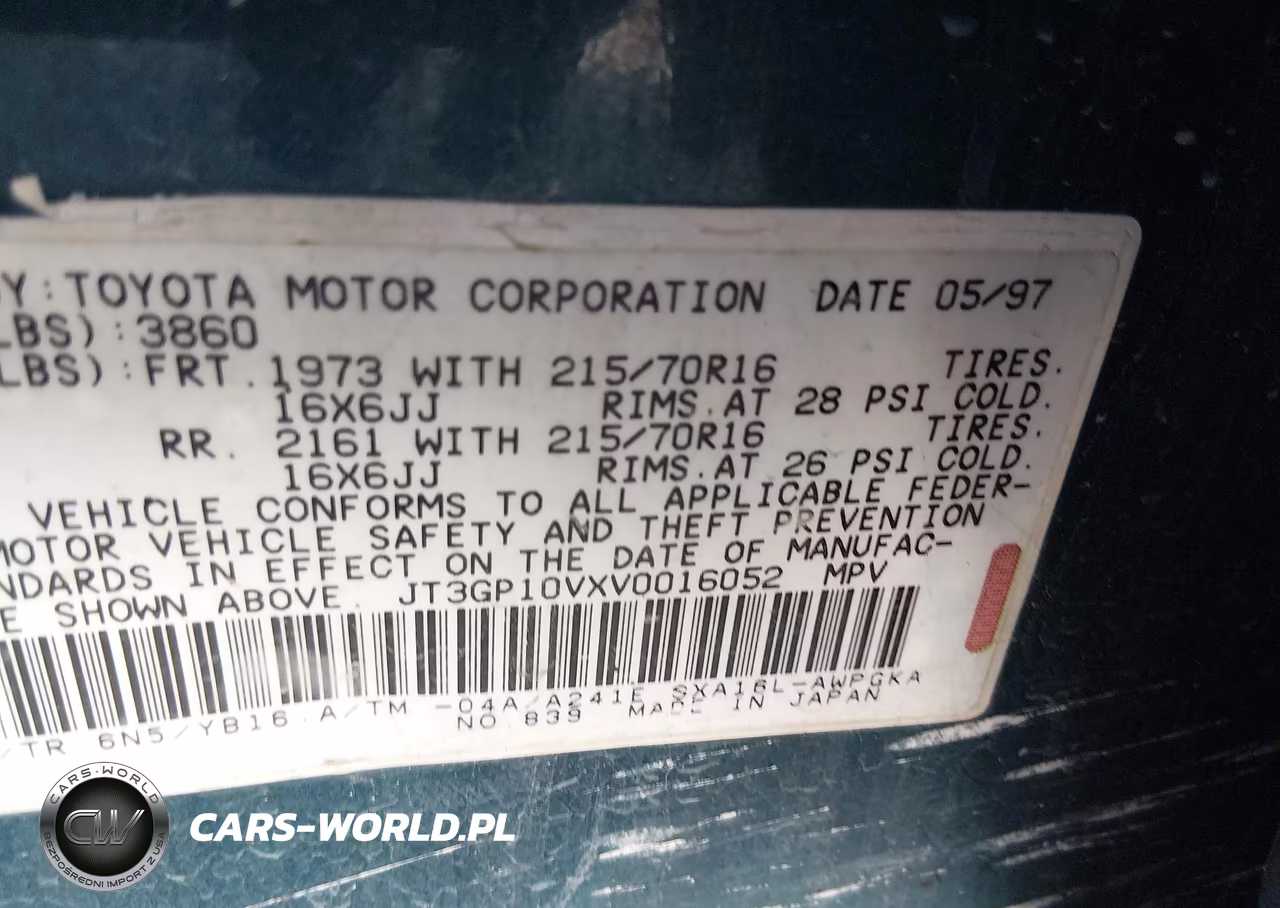 1997 Toyota Rav4 VIN:JT3GP10VXV0016052 - 9