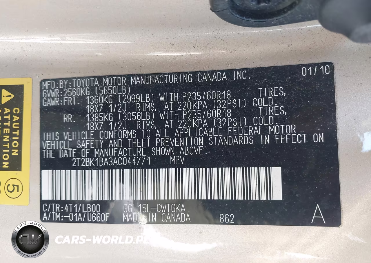 2010 Lexus Rx 350 VIN:2T2BK1BA3AC044771 - 9