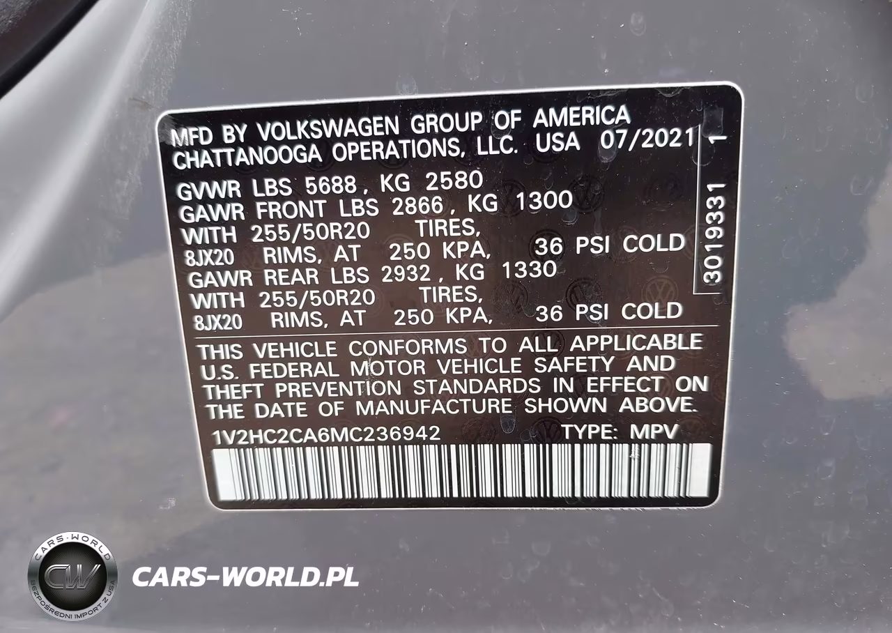 2021 Volkswagen Atlas Cross Sport 2.0T Se W-Technology VIN:1V2HC2CA6MC236942 - 9
