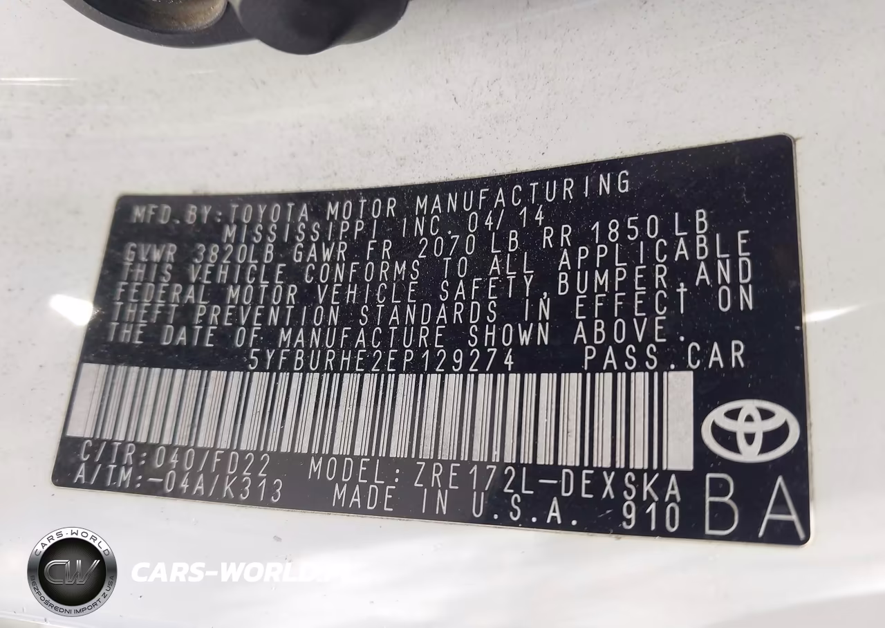 2014 Toyota Corolla S Plus VIN:5YFBURHE2EP129274 - 9