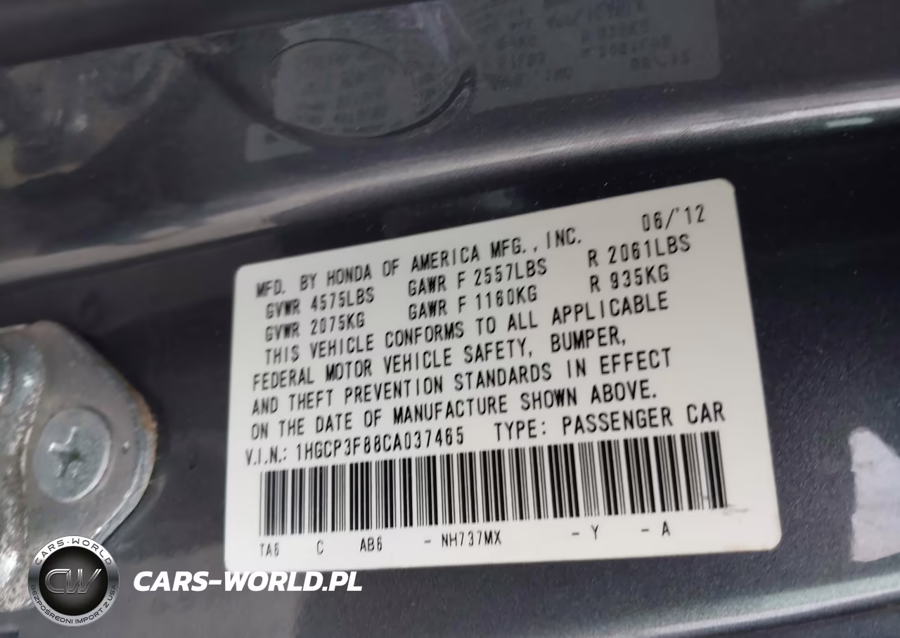 2012 Honda Accord 3.5 Ex-L VIN:1HGCP3F88CA037465 - 9