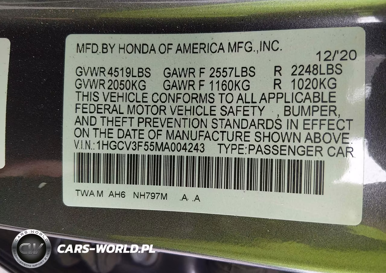 2021 Honda Accord Hybrid Ex-L VIN:1HGCV3F55MA004243 - 9