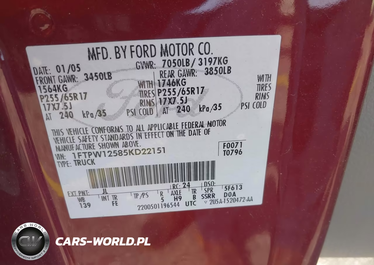 2005 Ford F-150 Lariat-Xlt VIN:1FTPW12585KD22151 - 9