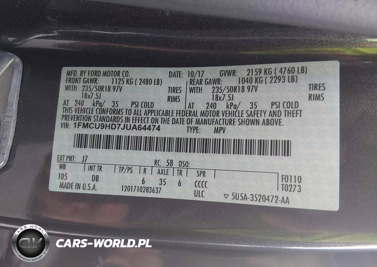 2018 Ford Escape Sel VIN:1FMCU9HD7JUA64474 - 9