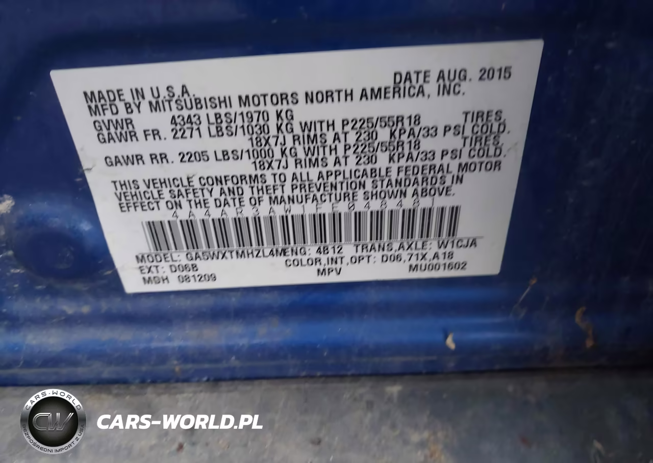 2015 Mitsubishi Outlander Sport Es VIN:4A4AR3AW1FE048481 - 9