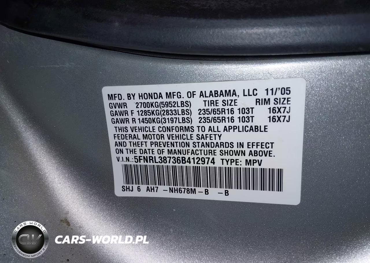 2006 Honda Odyssey Ex-L VIN:5FNRL38736B412974 - 9