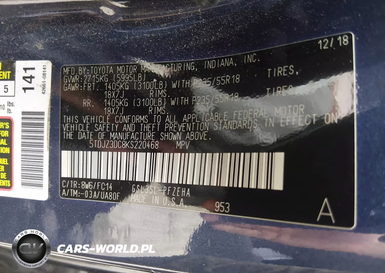 2019 Toyota Sienna Le 7 Passenger VIN:5TDJZ3DC8KS220468 - 9