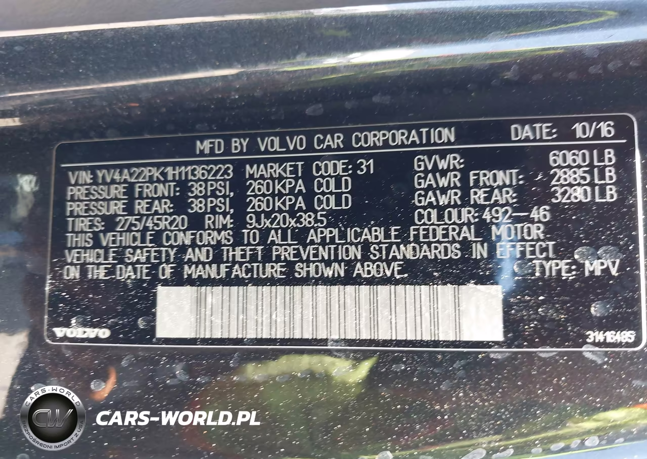 2017 Volvo Xc90 T6 Momentum VIN:YV4A22PK1H1136223 - 9