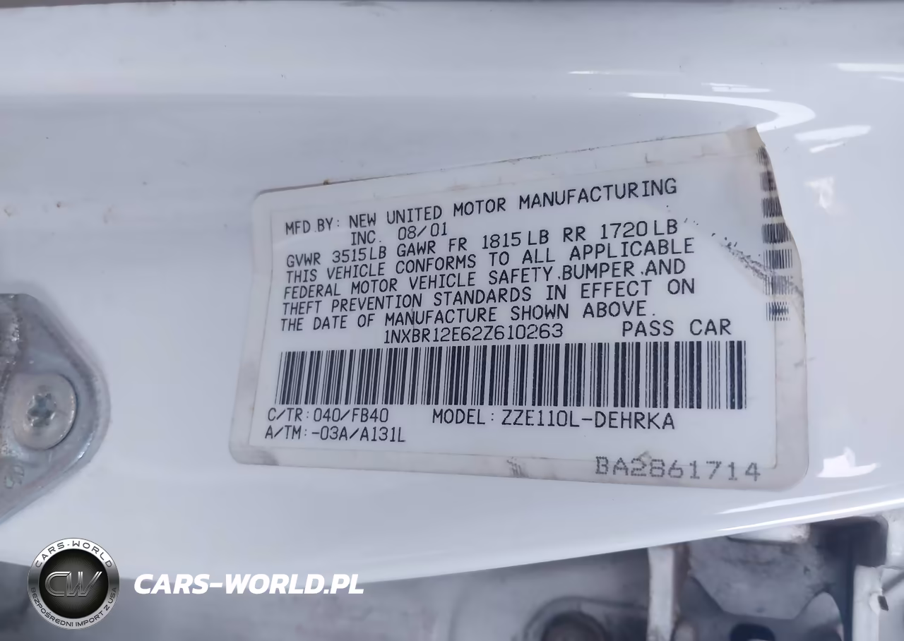 2002 Toyota Corolla Ce VIN:1NXBR12E62Z610263 - 9