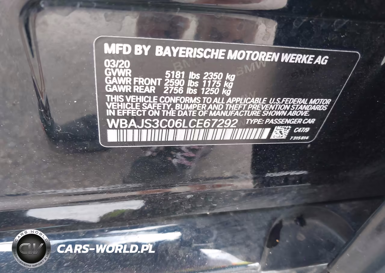 2020 BMW 540I xDrive VIN:WBAJS3C06LCE67292 - 9