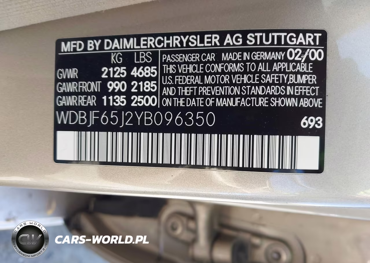 2000 Mercedes-Benz E 320 VIN:WDBJF65J2YB096350 - 9