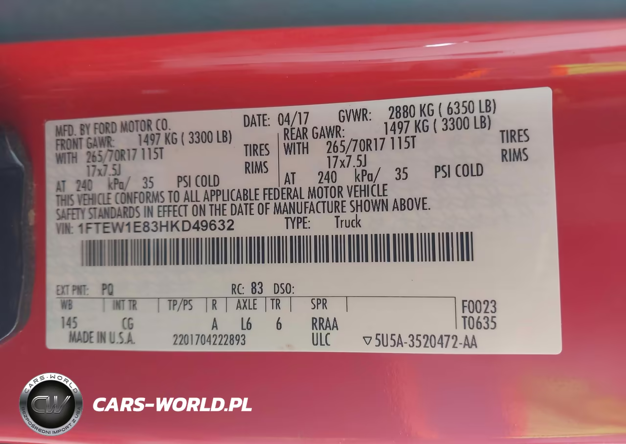 2017 Ford F-150 Xl VIN:1FTEW1E83HKD49632 - 9