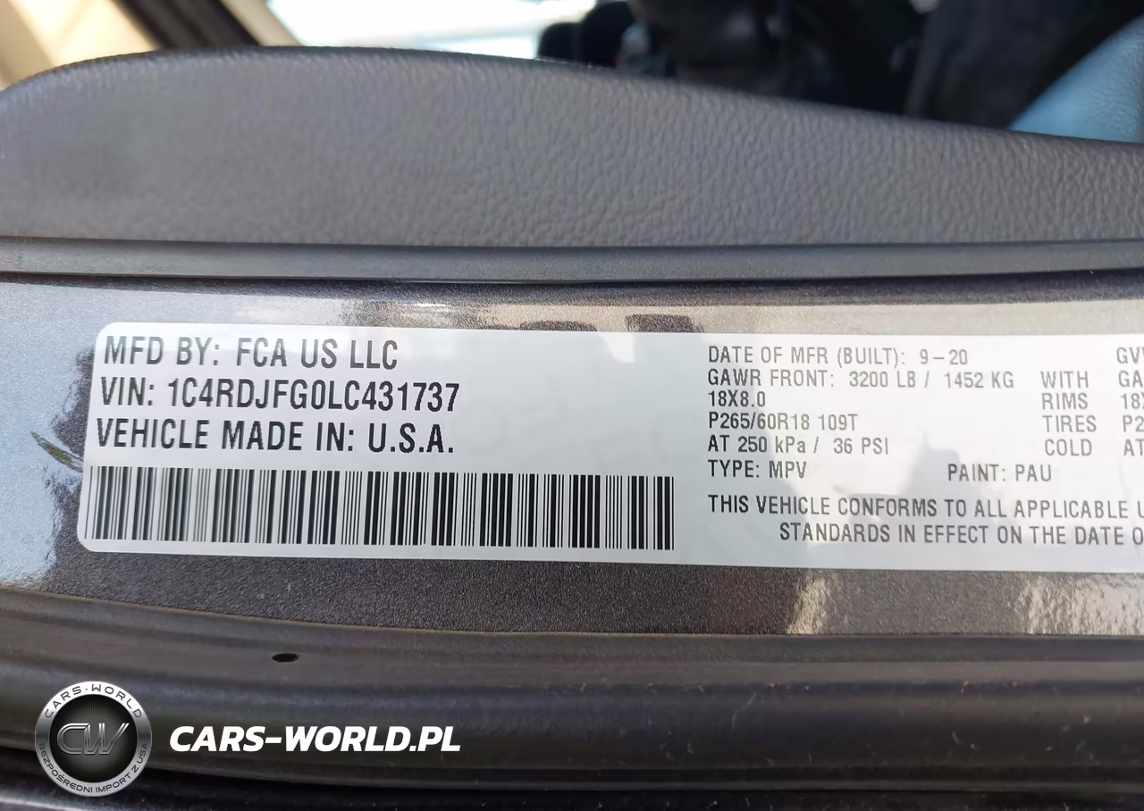 2020 Dodge Durango Pursuit Awd VIN:1C4RDJFG0LC431737 - 9