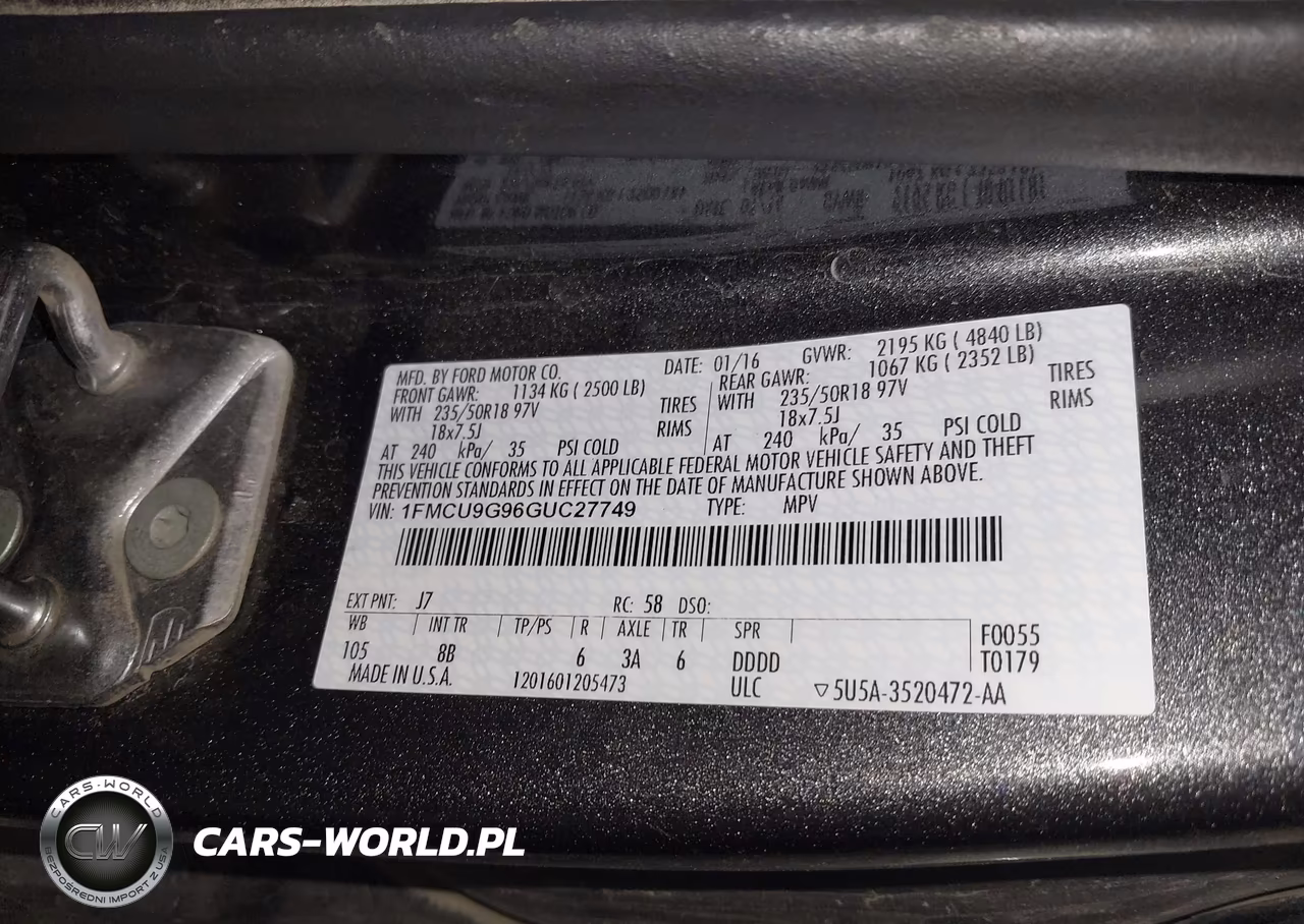 2016 Ford Escape Se VIN:1FMCU9G96GUC27749 - 9