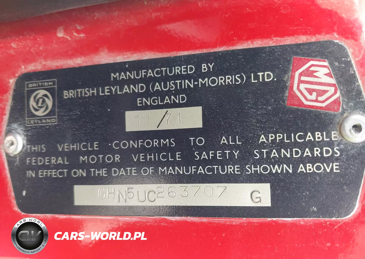1972 Mg B VIN:GHN5UC263707G - 9