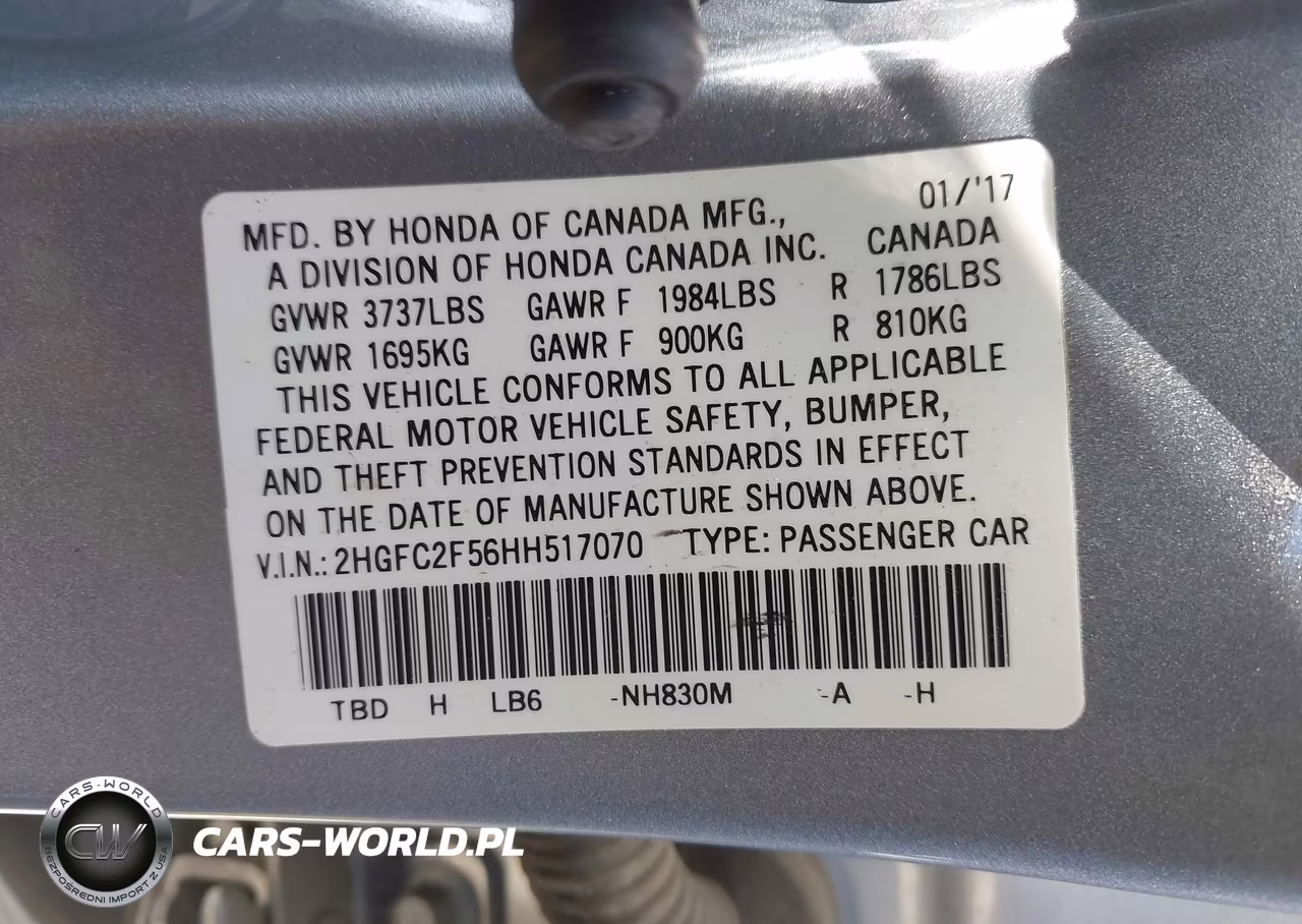 2017 Honda Civic Lx VIN:2HGFC2F56HH517070 - 9