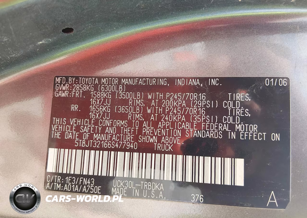 2006 Toyota Tundra Base V8 VIN:5TBJT32166S477940 - 9