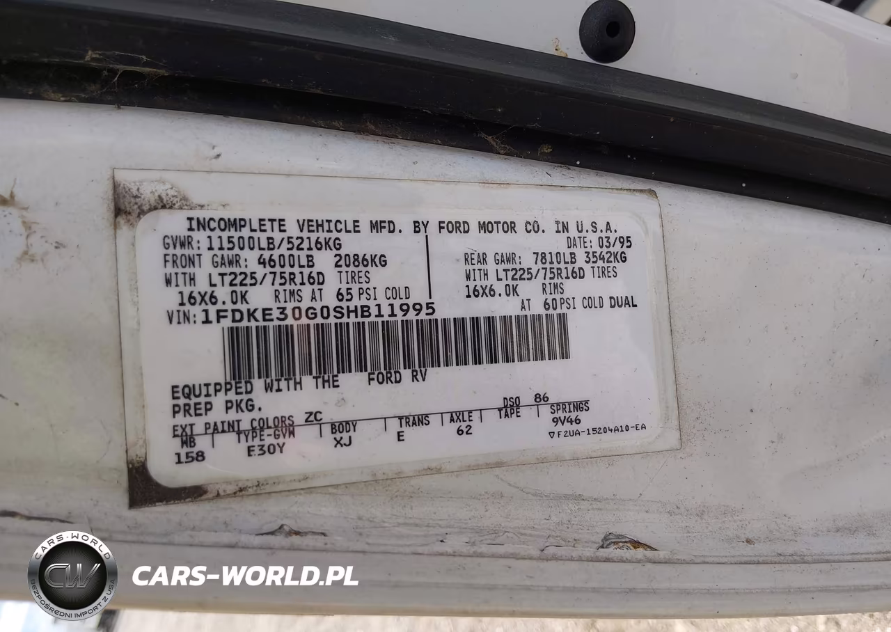 1995 Ford Econoline E350 Cutaway Van VIN:1FDKE30G0SHB11995 - 9