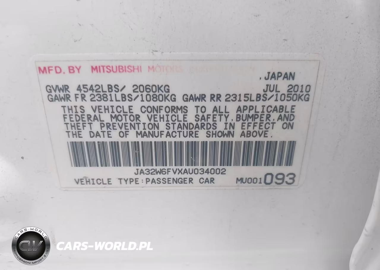 2010 Mitsubishi Lancer Evolution Se VIN:JA32W6FVXAU034002 - 9