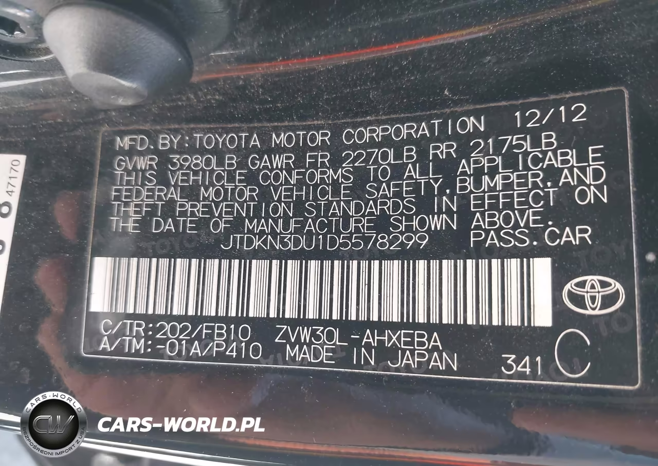 2013 Toyota Prius Two VIN:JTDKN3DU1D5578299 - 9