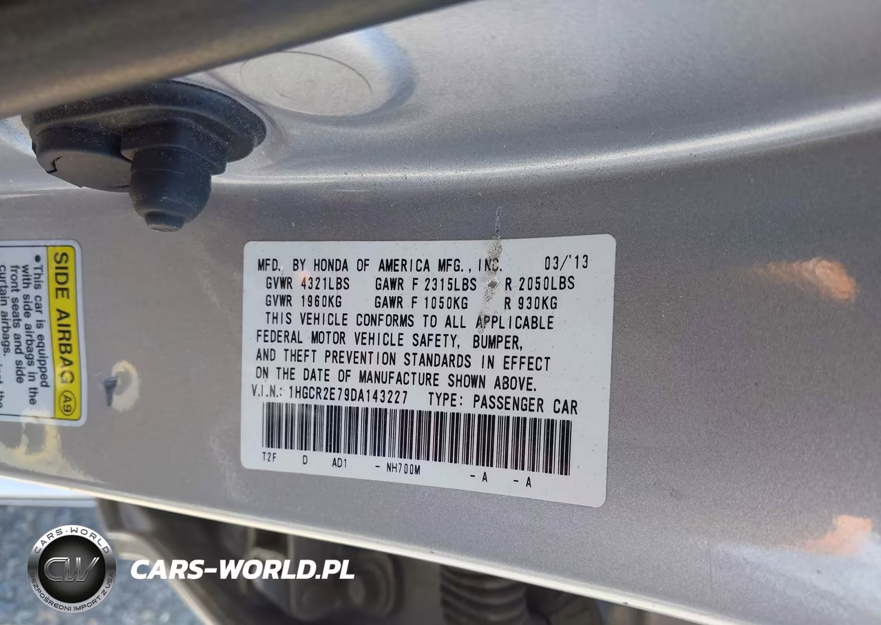 2013 Honda Accord Ex VIN:1HGCR2E79DA143227 - 9