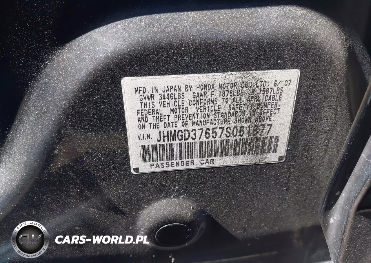 2007 Honda Fit Sport VIN:JHMGD37657S061677 - 9