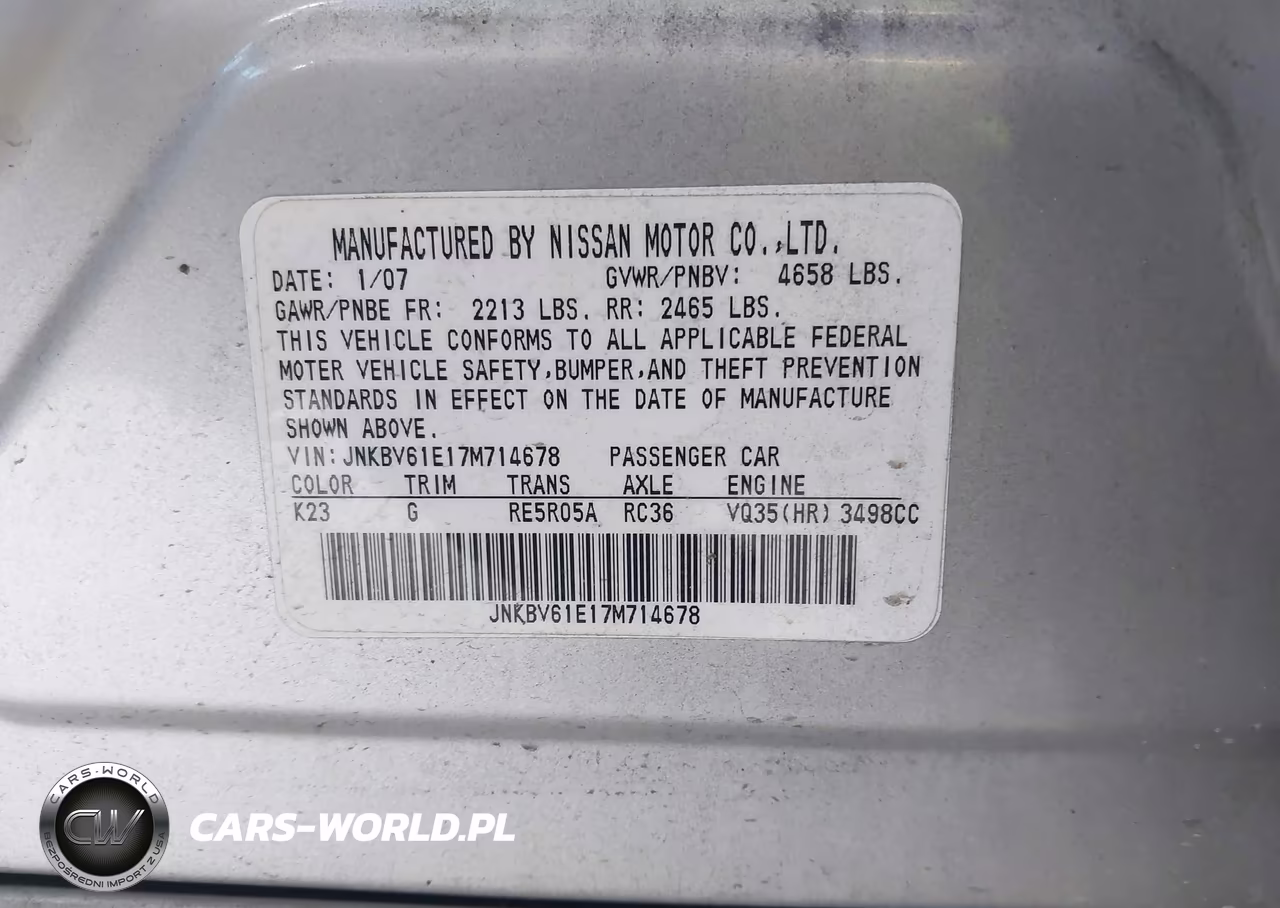 2007 Infiniti G35 Journey VIN:JNKBV61E17M714678 - 9