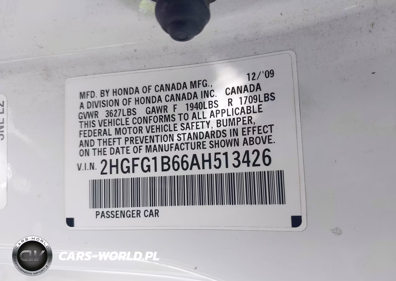 2010 Honda Civic Lx VIN:2HGFG1B66AH513426 - 9